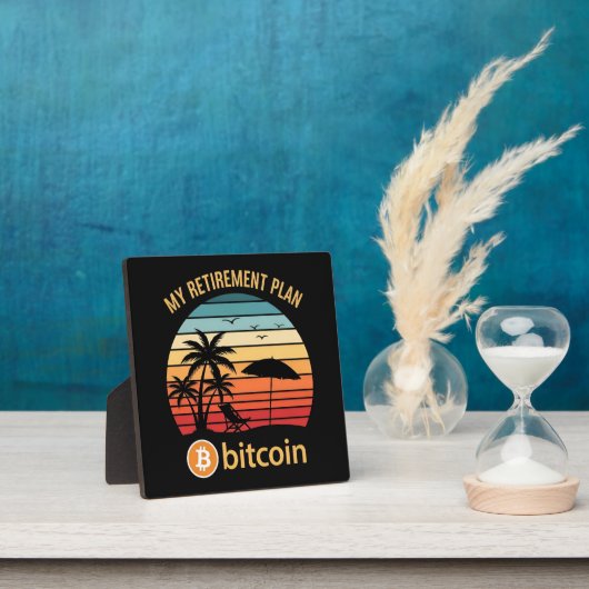 Mijn Pensioenplan Bitcoin Strand Zonsondergang Fotoplaat (Insitu)