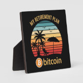 Mijn Pensioenplan Bitcoin Strand Zonsondergang Fotoplaat (Voorkant)