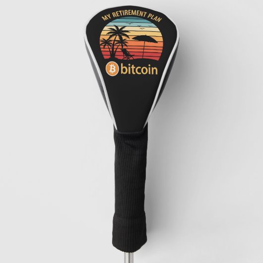 Mijn Pensioenplan Bitcoin Strand Zonsondergang Golfheadcover (Voorkant)