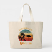 Mijn Pensioenplan Bitcoin Strand Zonsondergang Grote Tote Bag (Achterkant)