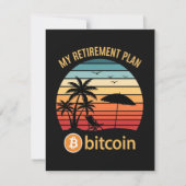 Mijn Pensioenplan Bitcoin Strand Zonsondergang Kaart (Voorkant)