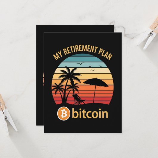 Mijn Pensioenplan Bitcoin Strand Zonsondergang Kaart (Voorkant / Achterkant in situ)
