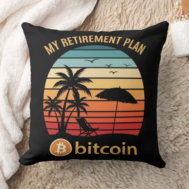 Mijn Pensioenplan Bitcoin Strand Zonsondergang Kussen (Deken)