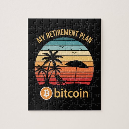 Mijn Pensioenplan Bitcoin Strand Zonsondergang Legpuzzel (Verticaal)