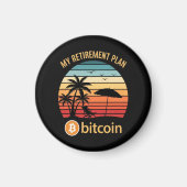 Mijn Pensioenplan Bitcoin Strand Zonsondergang Magneet (Voorkant)