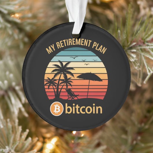 Mijn Pensioenplan Bitcoin Strand Zonsondergang Ornament (Boom)
