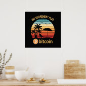 Mijn Pensioenplan Bitcoin Strand Zonsondergang Poster (Keuken)