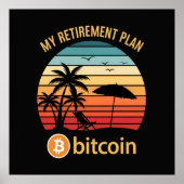 Mijn Pensioenplan Bitcoin Strand Zonsondergang Poster (Voorkant)