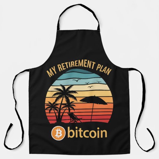 Mijn Pensioenplan Bitcoin Strand Zonsondergang Schort (Voorkant)