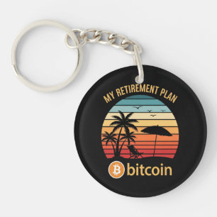 Mijn Pensioenplan Bitcoin Strand Zonsondergang Sleutelhanger