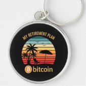 Mijn Pensioenplan Bitcoin Strand Zonsondergang Sleutelhanger (Voorkant)