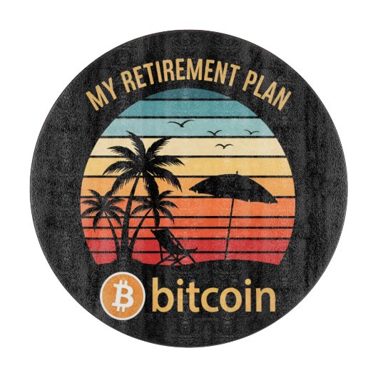 Mijn Pensioenplan Bitcoin Strand Zonsondergang Snijplank (Voorkant)