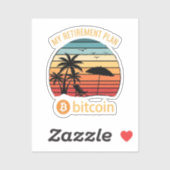 Mijn Pensioenplan Bitcoin Strand Zonsondergang Sticker (Vel)