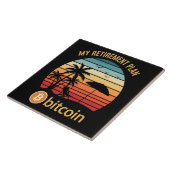 Mijn Pensioenplan Bitcoin Strand Zonsondergang Tegeltje (Zijkant)