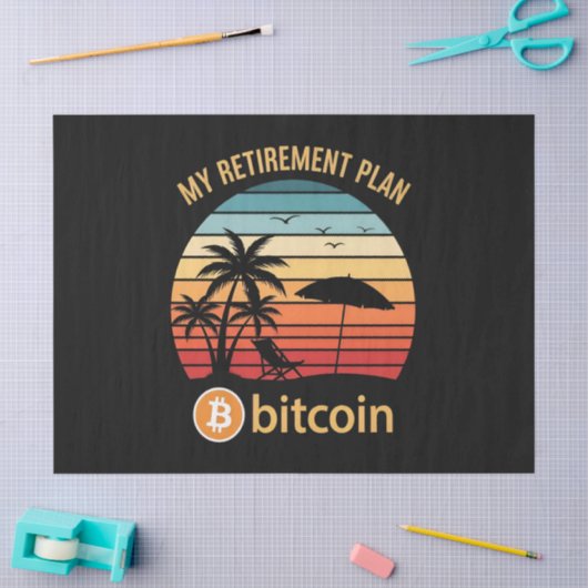 Mijn Pensioenplan Bitcoin Strand Zonsondergang Tissuepapier (Craft)