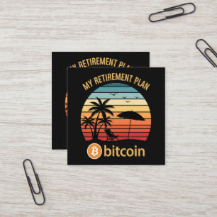 Mijn Pensioenplan Bitcoin Strand Zonsondergang Vierkante Visitekaartje