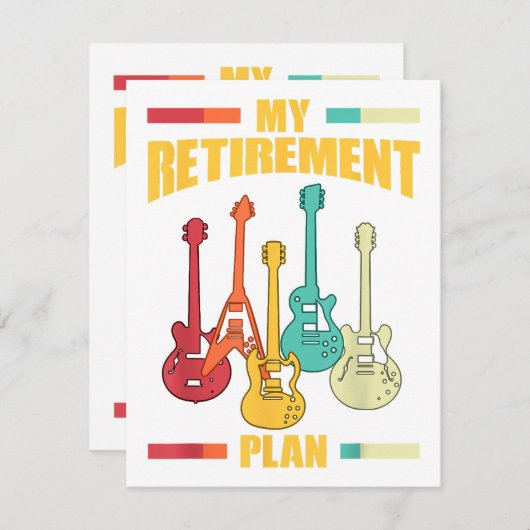 Mijn Pensioenplan Elektrisch Guitar Musical String Informatiekaartje (Voorkant / Achterkant)