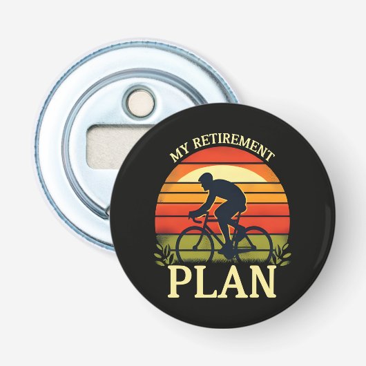 Mijn Pensioenplan Fietsliefhebber Button Flesopener (Voorkant)