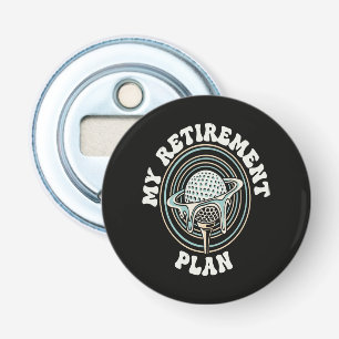 Mijn Pensioenplan Golf Gepensioneerde Golfer Button Flesopener