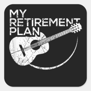 Mijn pensioenplan Guitar Funny Musicians Vierkante Sticker