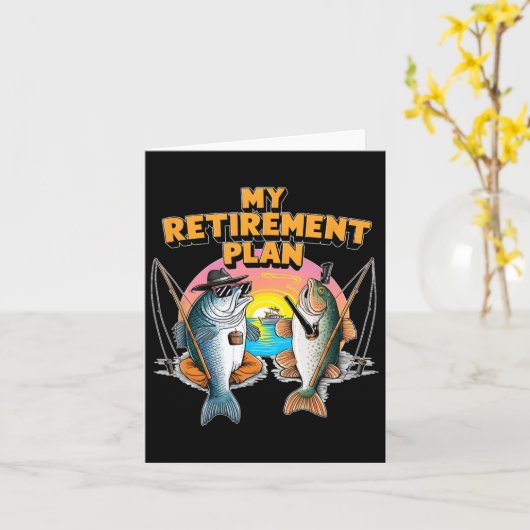 Mijn pensioenplan is Fun Fish Gevist Fisherman A Kaart (Gele Bloem)