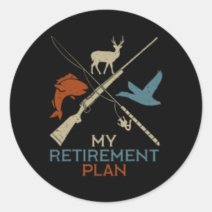 Mijn Pensioenplan Jacht Vist Hunter Grandfat Ronde Sticker