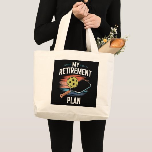 Mijn Pensioenplan Pickleball Speler Grote Tote Bag (Voorkant (product))