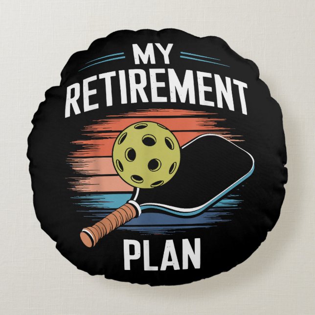 Mijn Pensioenplan Pickleball Speler Rond Kussen (Voorkant)