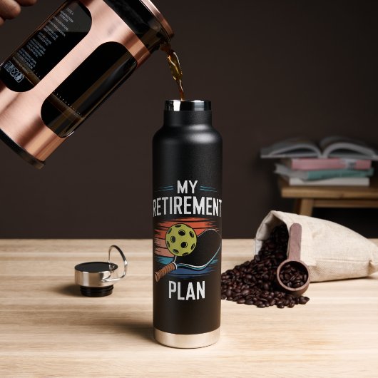 Mijn Pensioenplan Pickleball Speler Waterfles (Koffie (Gedraaid) )