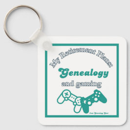 Mijn pensioenplannen: genealogie en gamen sleutelhanger