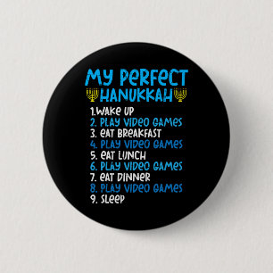 Mijn perfecte Chanoeka videogame Chanoeka Jood Man Ronde Button 5,7 Cm