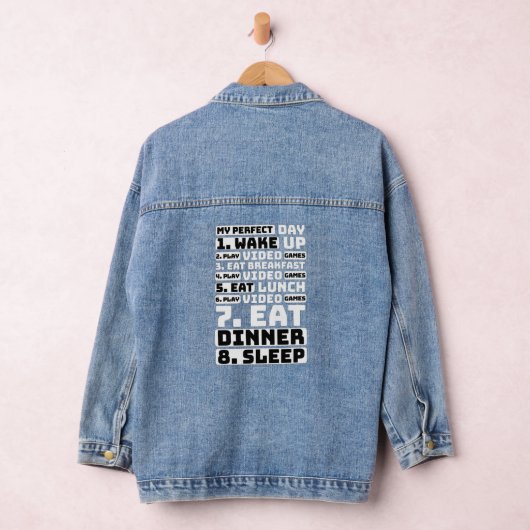 Mijn perfecte dag gamer grappige dagelijkse routin denim jacket (Hangar)