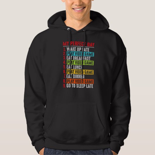 Mijn perfecte dag grappige gamer videogames boys T Hoodie (Voorkant)