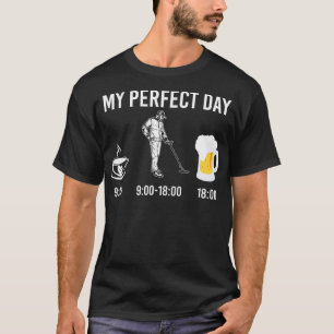 Mijn perfecte dag koffie-metaal detector bier t-shirt