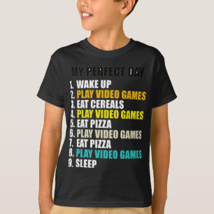 Mijn Perfecte Dag Speel Videospellen Eet Pizza Coo T-shirt