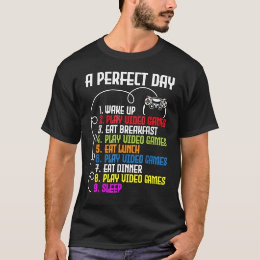 Mijn Perfecte Dag Videogames Cool Gamer Voor Manne T-shirt (Voorkant)