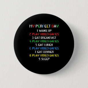 Mijn perfecte dag videospellen Grappig Cool Gamer Ronde Button 5,7 Cm