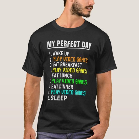 Mijn perfecte dag videospellen T-shirt Funny Cool (Voorkant)