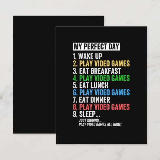 Mijn perfecte dag, wakker worden, videospelletjes  save the date (Voorkant / Achterkant)