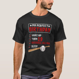 Mijn perfecte verjaardag 19 jaar oude Baseball 19e T-shirt