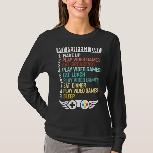 Mijn perfecte videogames op de dag grappig videosp t-shirt (Voorkant)