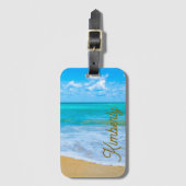 Mijn persoonlijke tropische strand bagagelabel (Voorkant (verticaal))