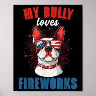Mijn pestkop houdt van vuurwerk 4 juli Patriotic D Poster