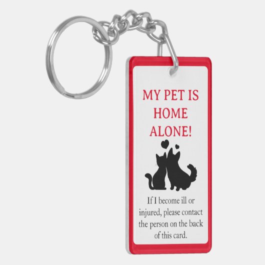 Mijn Pet, Dog is Home Alone Card Sleutelhanger (Voorkant Links)