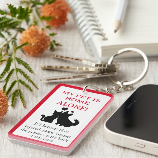 Mijn Pet, Dog is Home Alone Card Sleutelhanger (Voorkant Rechts)