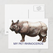 MIJN PET RHINOCEROS BRIEFKAART (Voorkant / Achterkant)