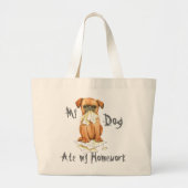 Mijn petit Brabancon Ate Mijn thuiswerk Grote Tote Bag (Voorkant)