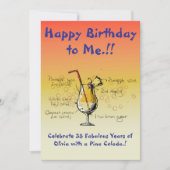 Mijn Pina Colada verjaardagsfeestje uitnodiging (Voorkant)