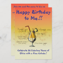 Mijn Pina Colada verjaardagsfeestje uitnodiging