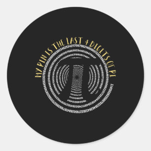 Mijn pincode is de laatste 4 cijfers van Pi I Pi D Ronde Sticker